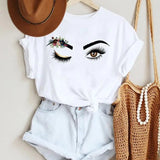 Eyelash Makeup Print T-Shirt | Stylish Women’s Tee